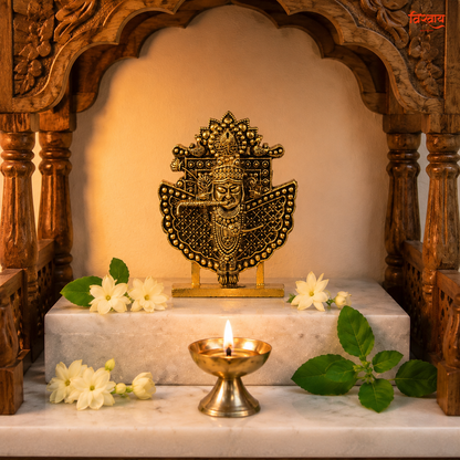 Siddh Sanwariya Seth Ji Golden-Finished Metal Idol