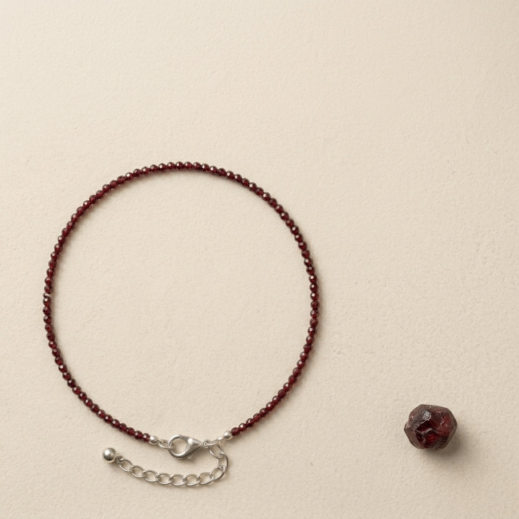 Natural Garnet Beads Anklet | Passion, Energy &amp; Strength