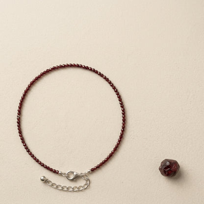 Natural Garnet Beads Anklet | Passion, Energy &amp; Strength