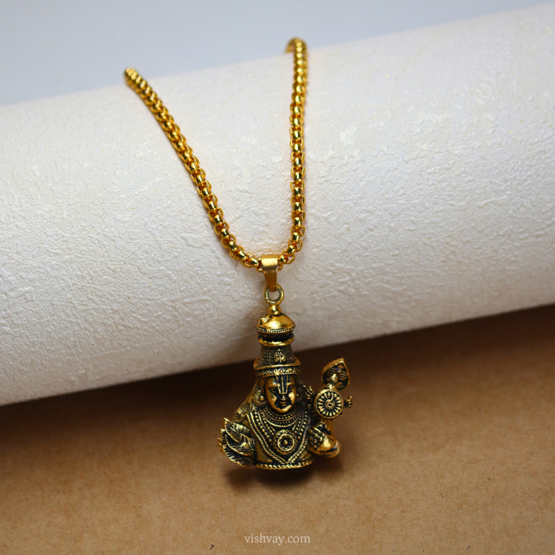 Golden Tirupati Balaji Murugan Pendant