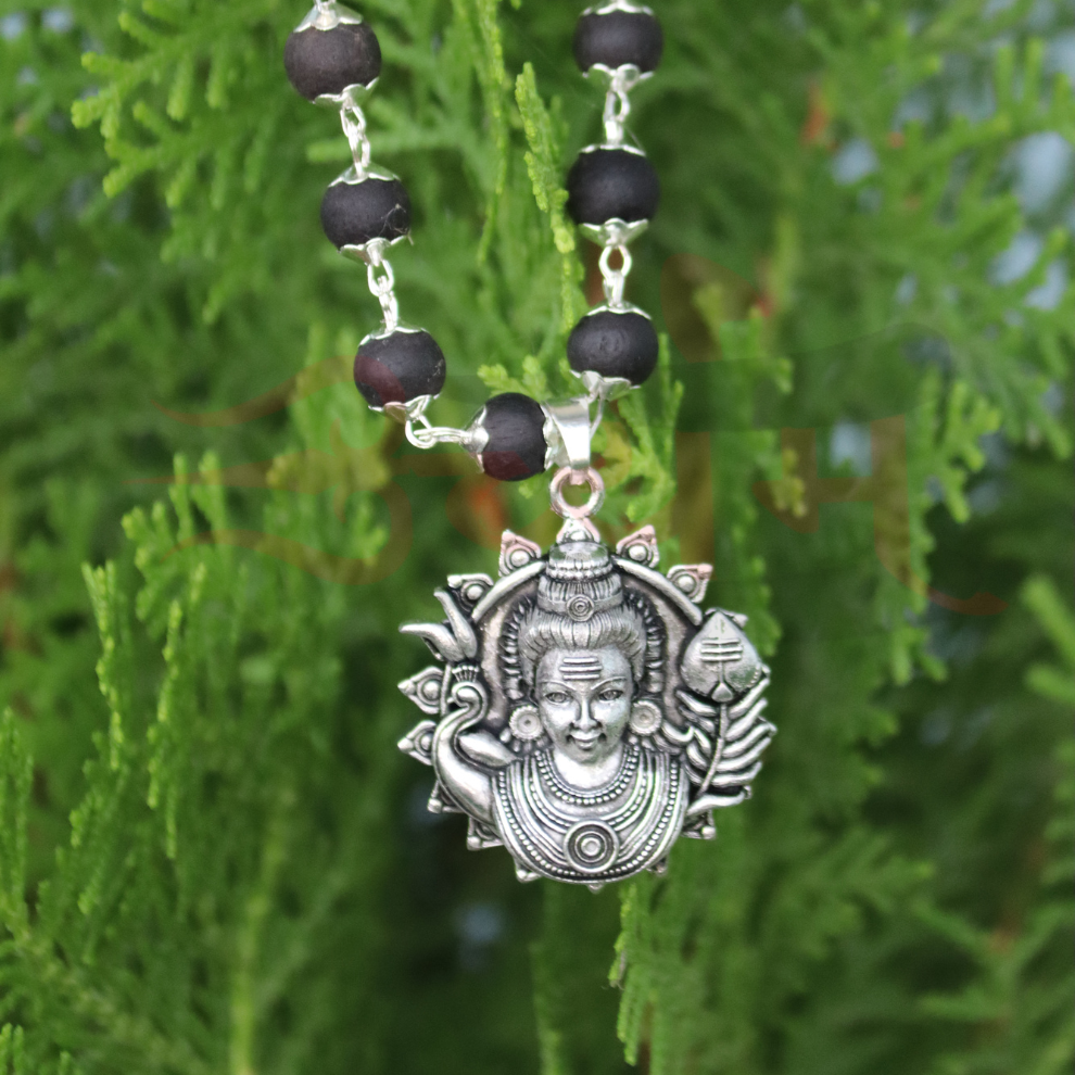 Authentic Karungali Mala with Murugan Face Pendant