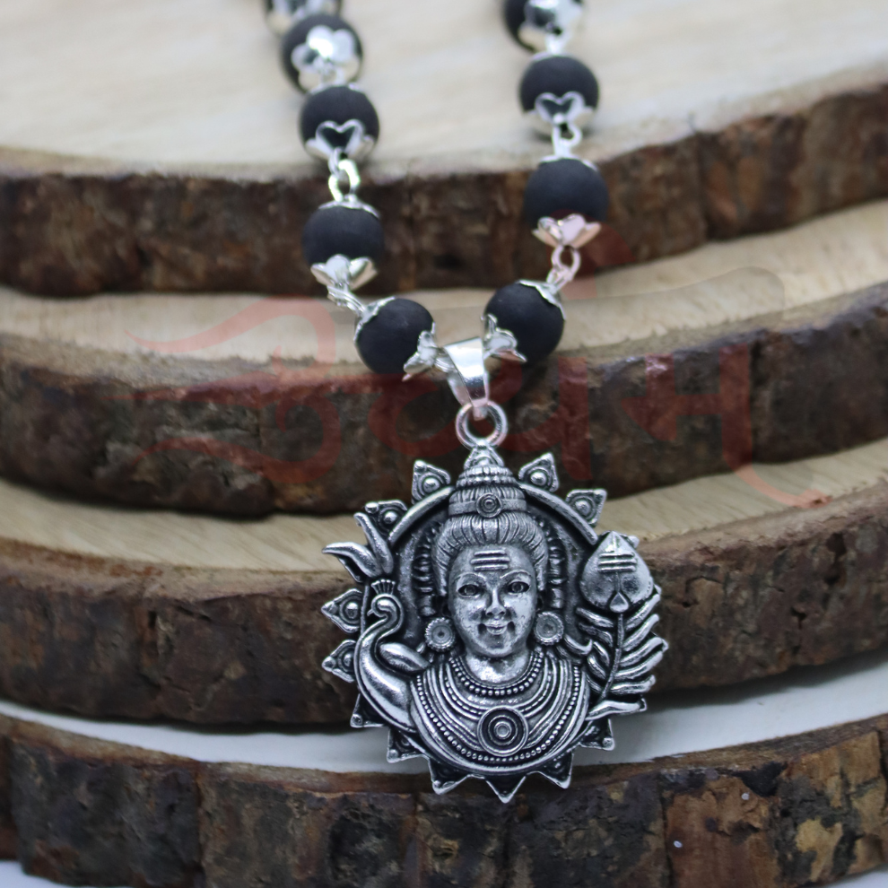 Authentic Karungali Mala with Murugan Face Pendant