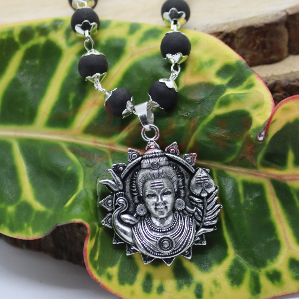 Authentic Karungali Mala with Murugan Face Pendant