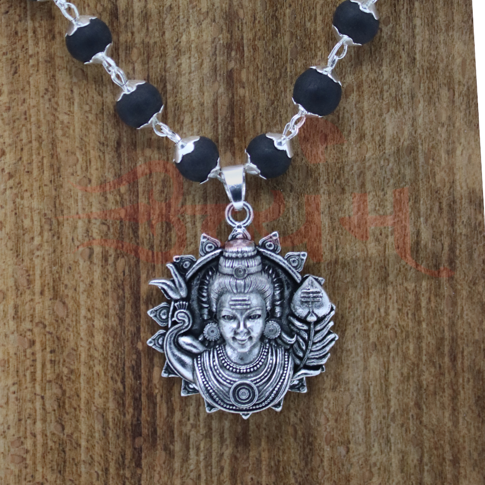 Authentic Karungali Mala with Murugan Face Pendant