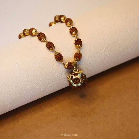 Gold Plated Shree Om Rudraksha Mala