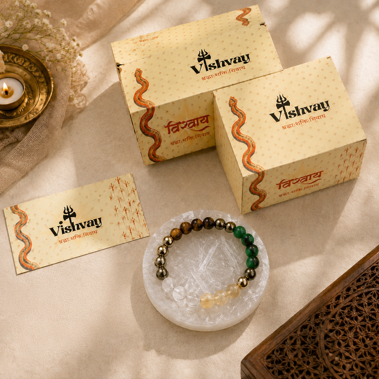 Dhanyog Bracelet with Free Raw Selenite Plate
