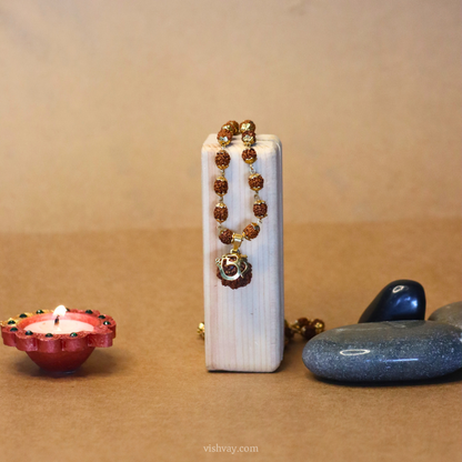 Gold Plated Shree Om Rudraksha Mala