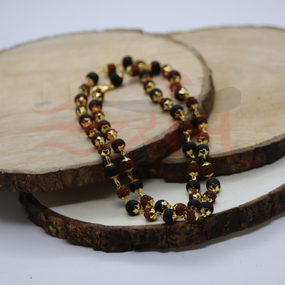 Divine Karungali Rudraksh Mala with Gold Plated Caps