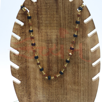 Divine Karungali Rudraksh Mala with Gold Plated Caps