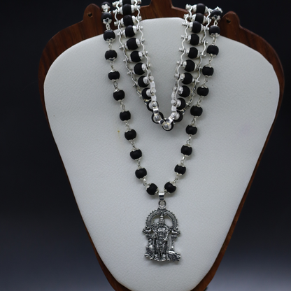 Silver Karungali Bracelet & Mala with Murugan Pendant