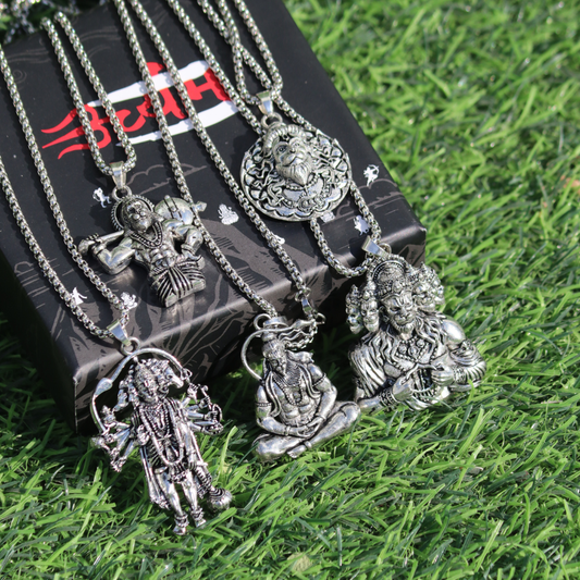Set of 5 Hanuman Ji Pendants – Panchmukhi, Panchrup, Mahabali & More