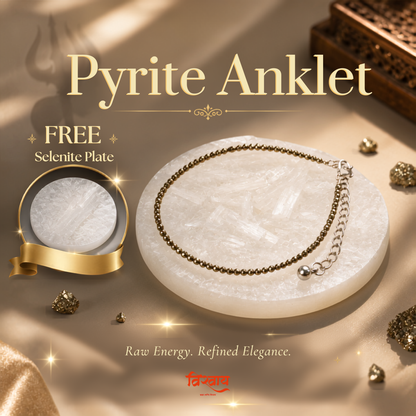 Raw Pyrite Anklet with Free Raw Selenite Plate