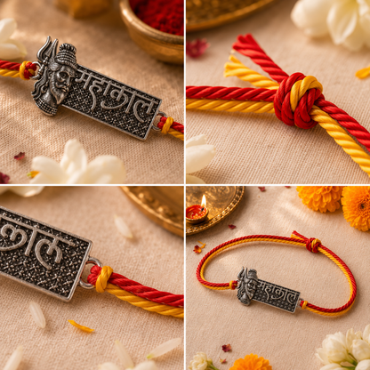 Mahakal Raksha Rakhi – Silver-Tone Mahadev Charm