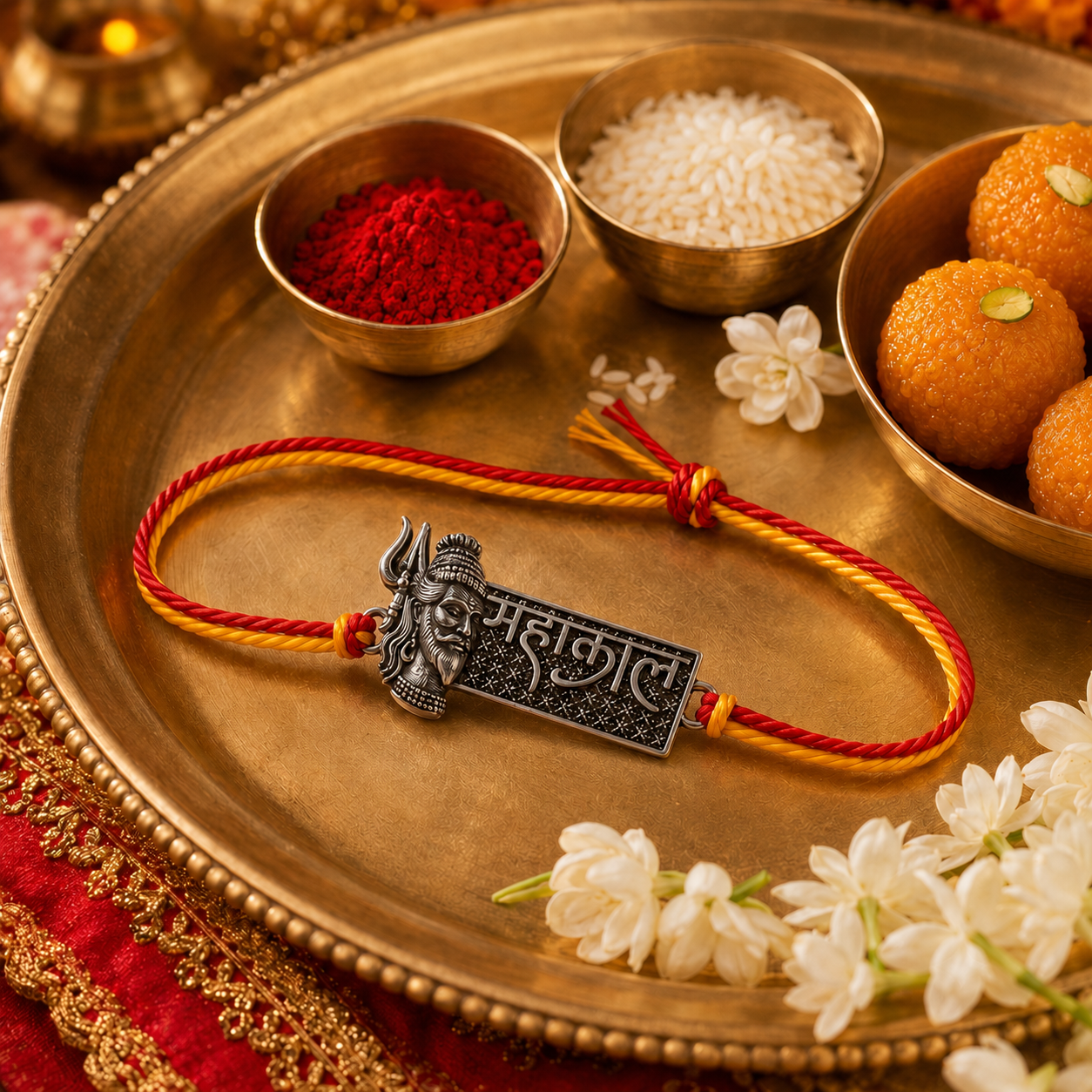 Mahakal Raksha Rakhi – Silver-Tone Mahadev Charm