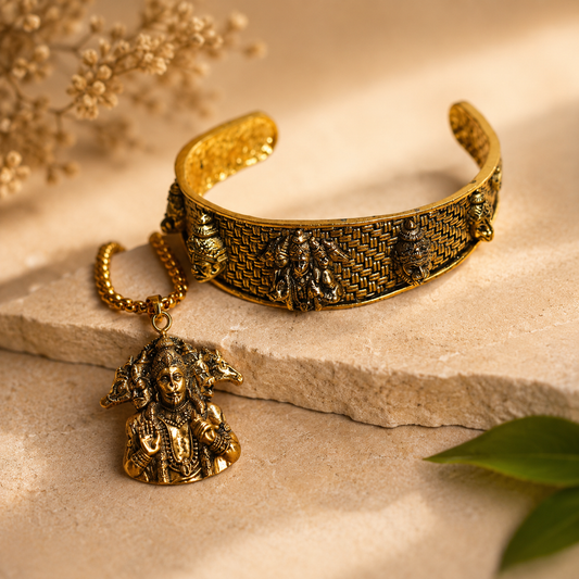 Hanuman Pendant & Golden Kada