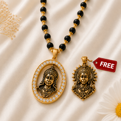 Hanuman Ji Halo Pendant in Original Karungali Wood