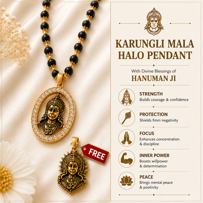 Hanuman Ji Halo Pendant in Original Karungali Wood