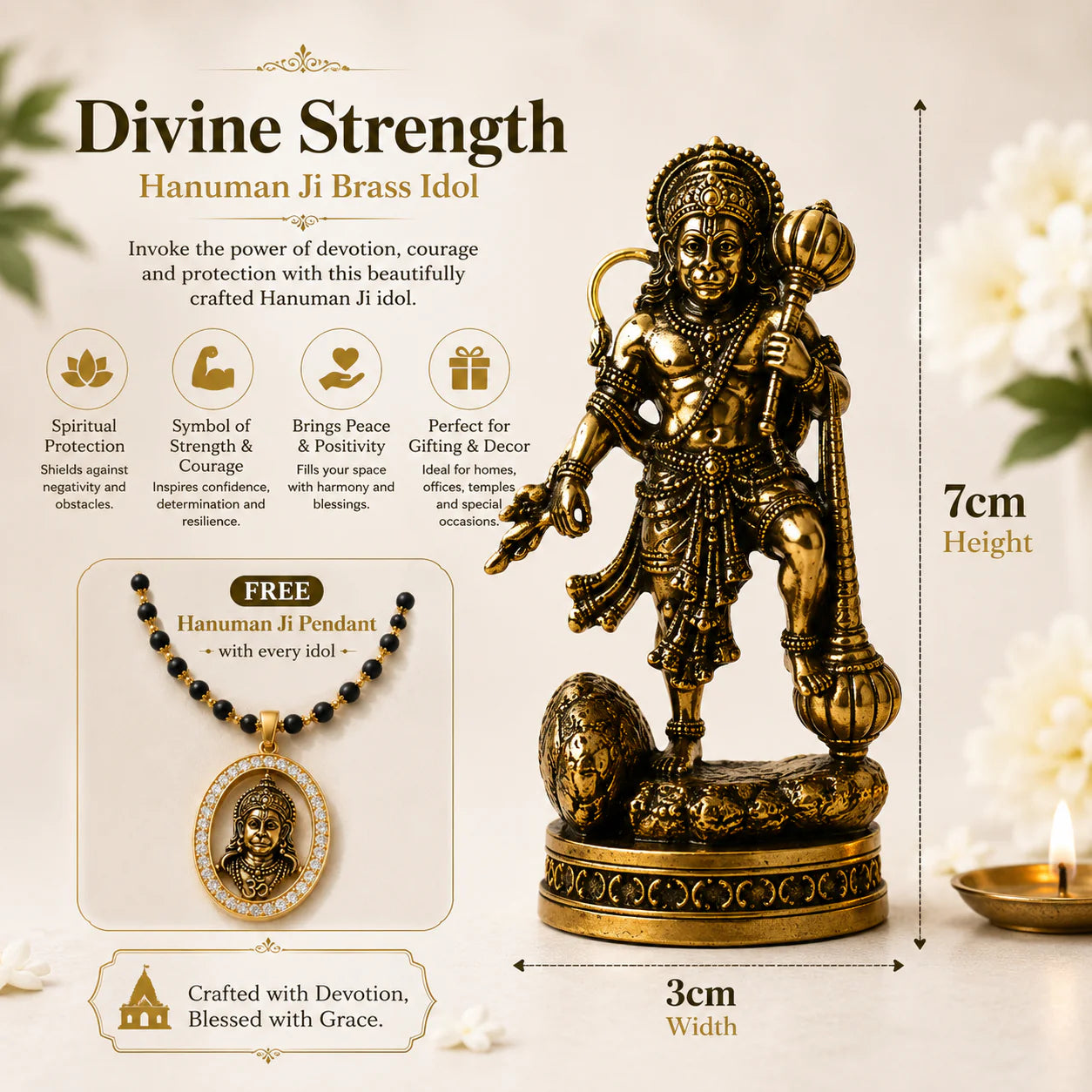 Hanuman Ji with Gada Idol | Blessings of Bajrangbali