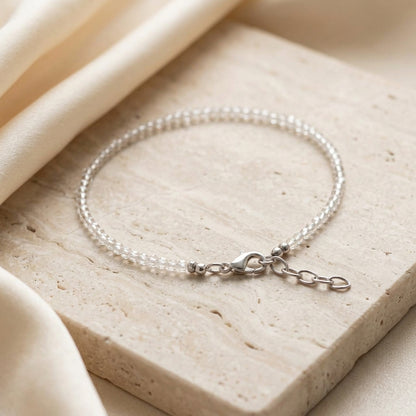 Natural Clear Quartz Anklet | Clarity, Focus &amp; Healing Energy