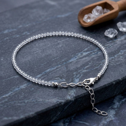 Natural Clear Quartz Anklet | Clarity, Focus &amp; Healing Energy