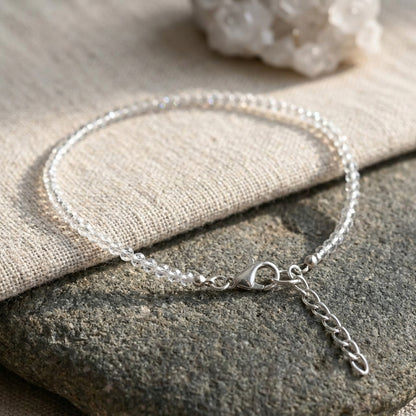 Natural Clear Quartz Anklet | Clarity, Focus &amp; Healing Energy