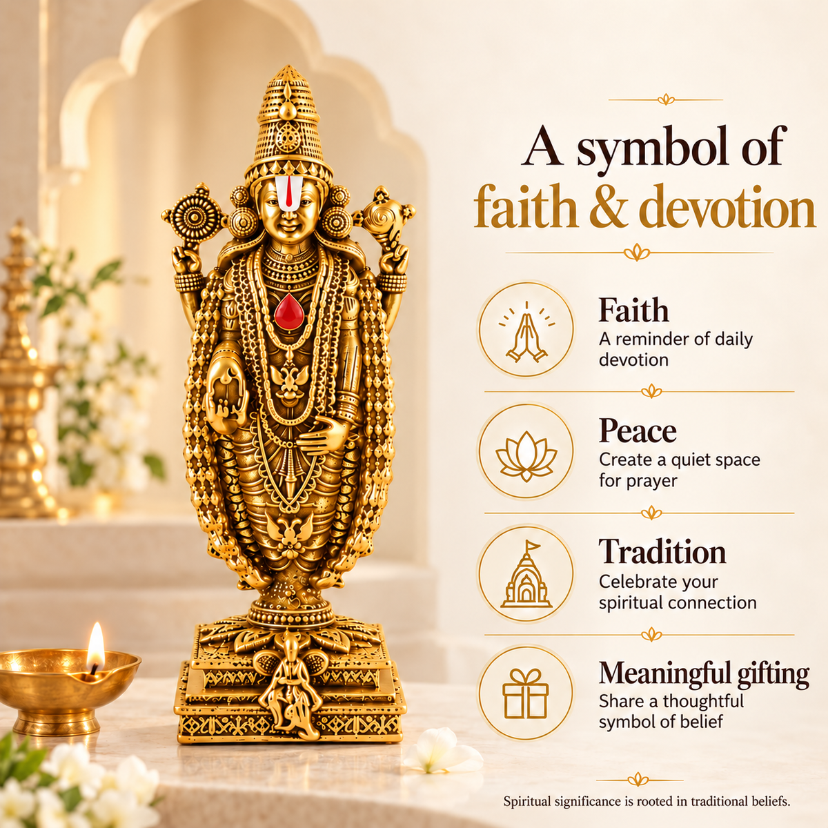 Gold Plated Tirupati Balaji Idol for Home, Car & Office