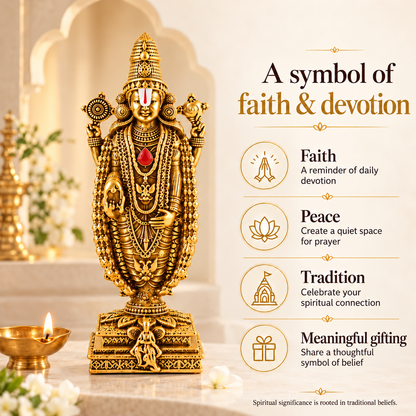 Gold Plated Tirupati Balaji Idol for Home, Car & Office
