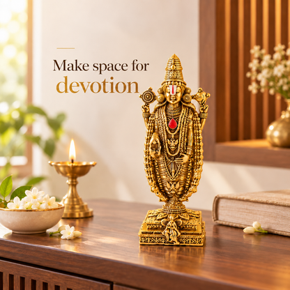 Gold Plated Tirupati Balaji Idol for Home, Car & Office
