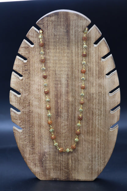 Golden Om Beads Rudhraksh Mala