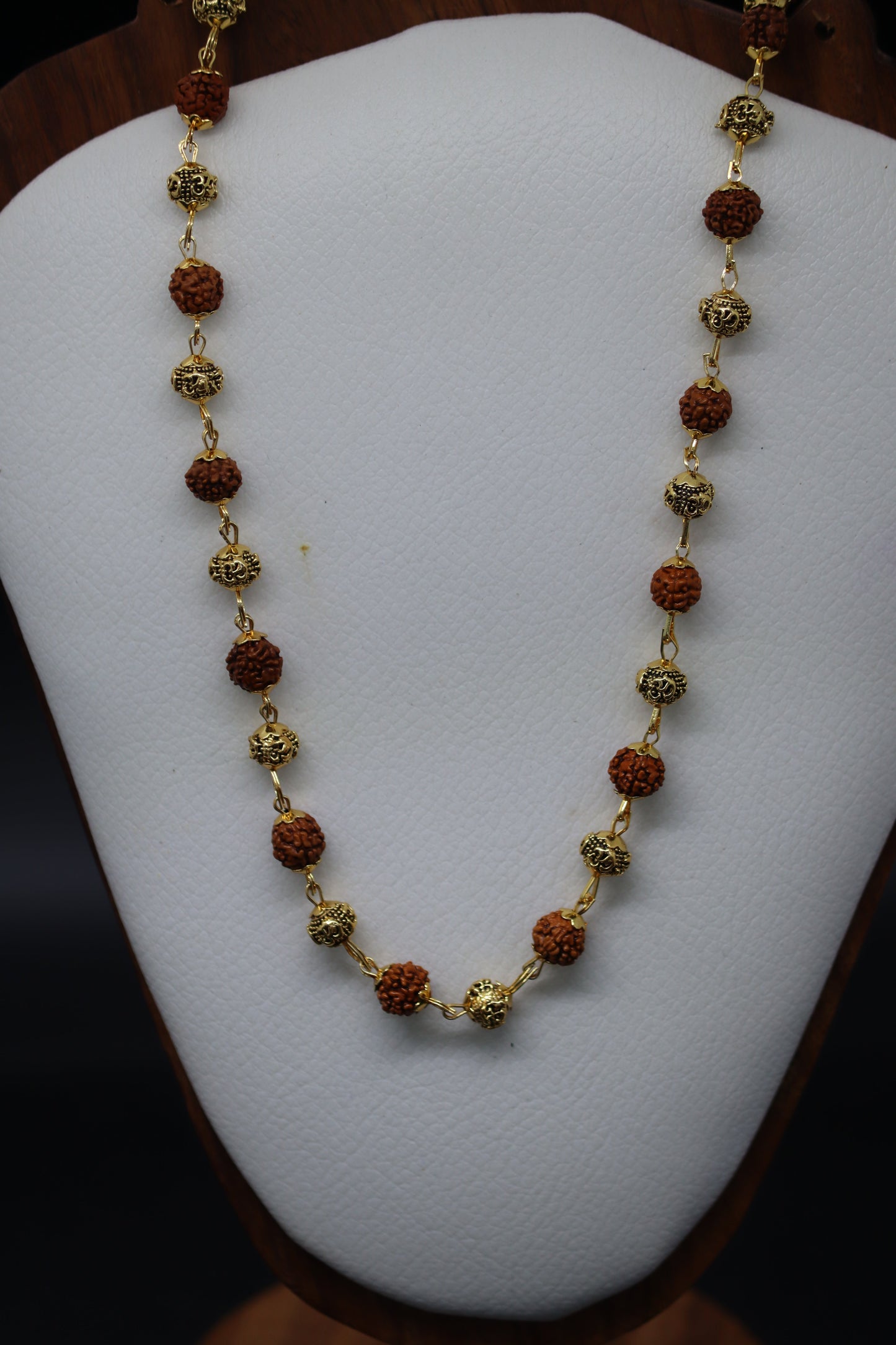 Golden Om Beads Rudhraksh Mala