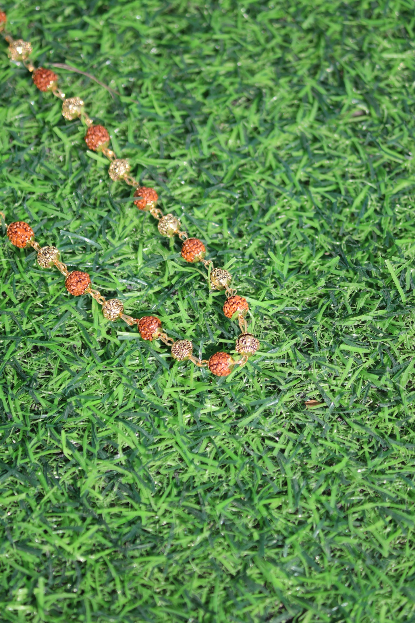 Golden Om Beads Rudhraksh Mala