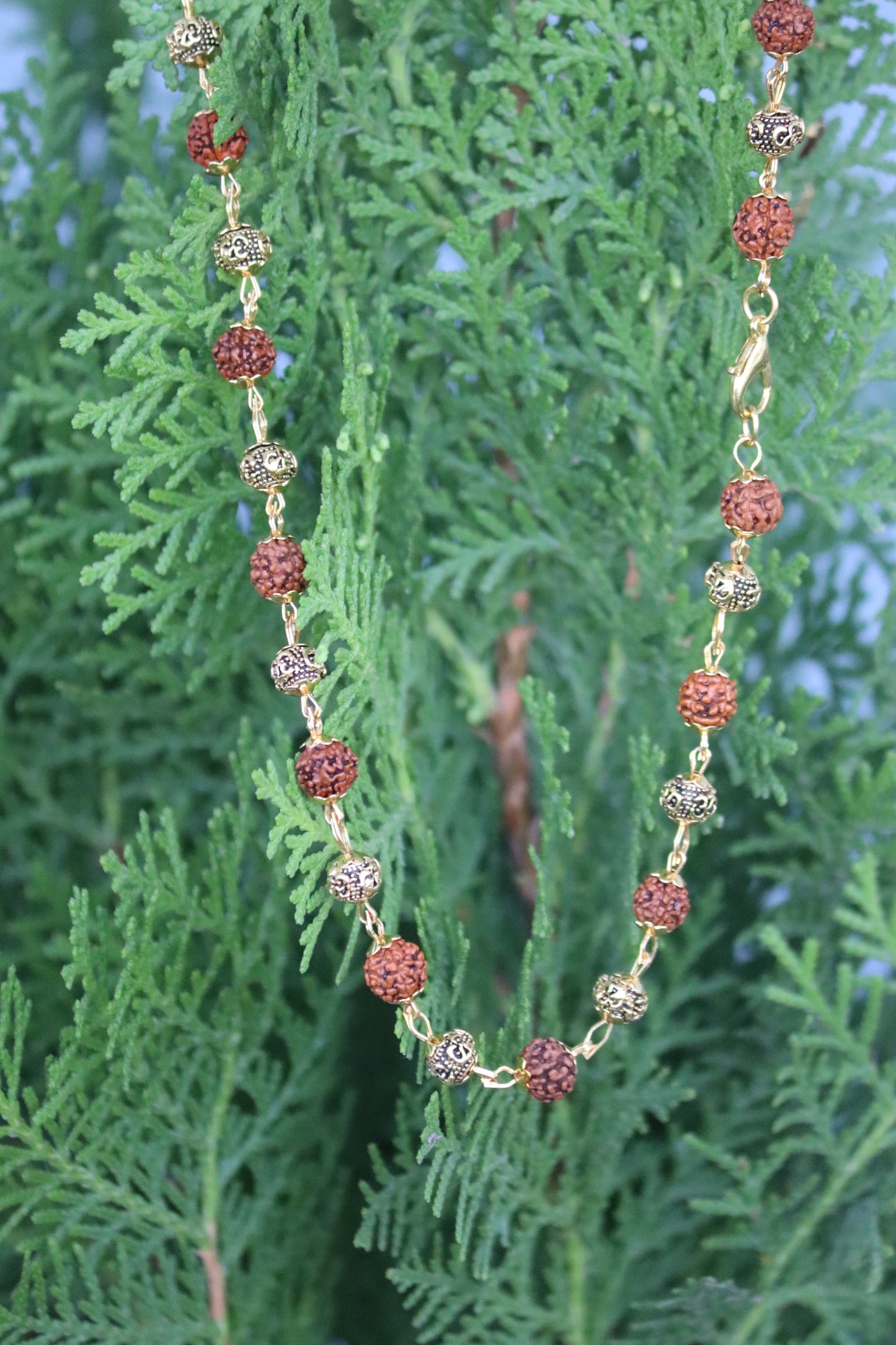 Golden Om Beads Rudhraksh Mala