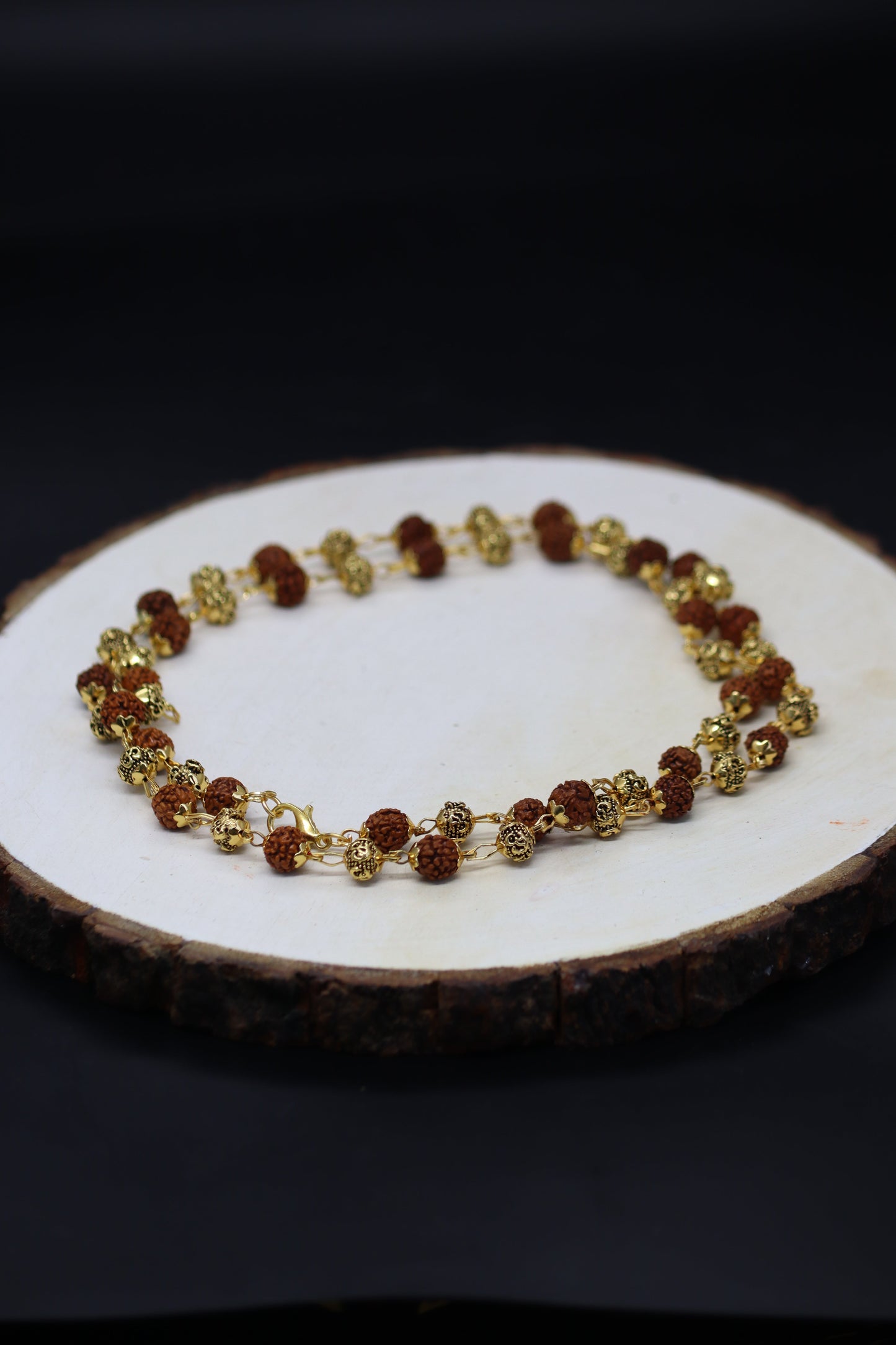 Golden Om Beads Rudhraksh Mala