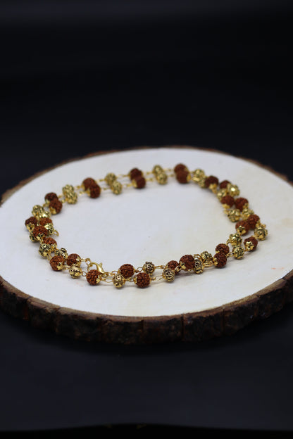 Golden Om Beads Rudhraksh Mala