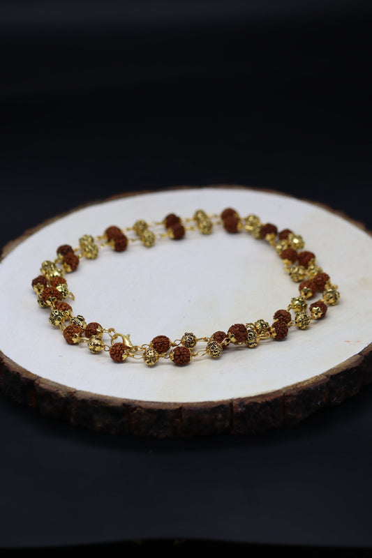 Golden Om Beads Rudhraksh Mala