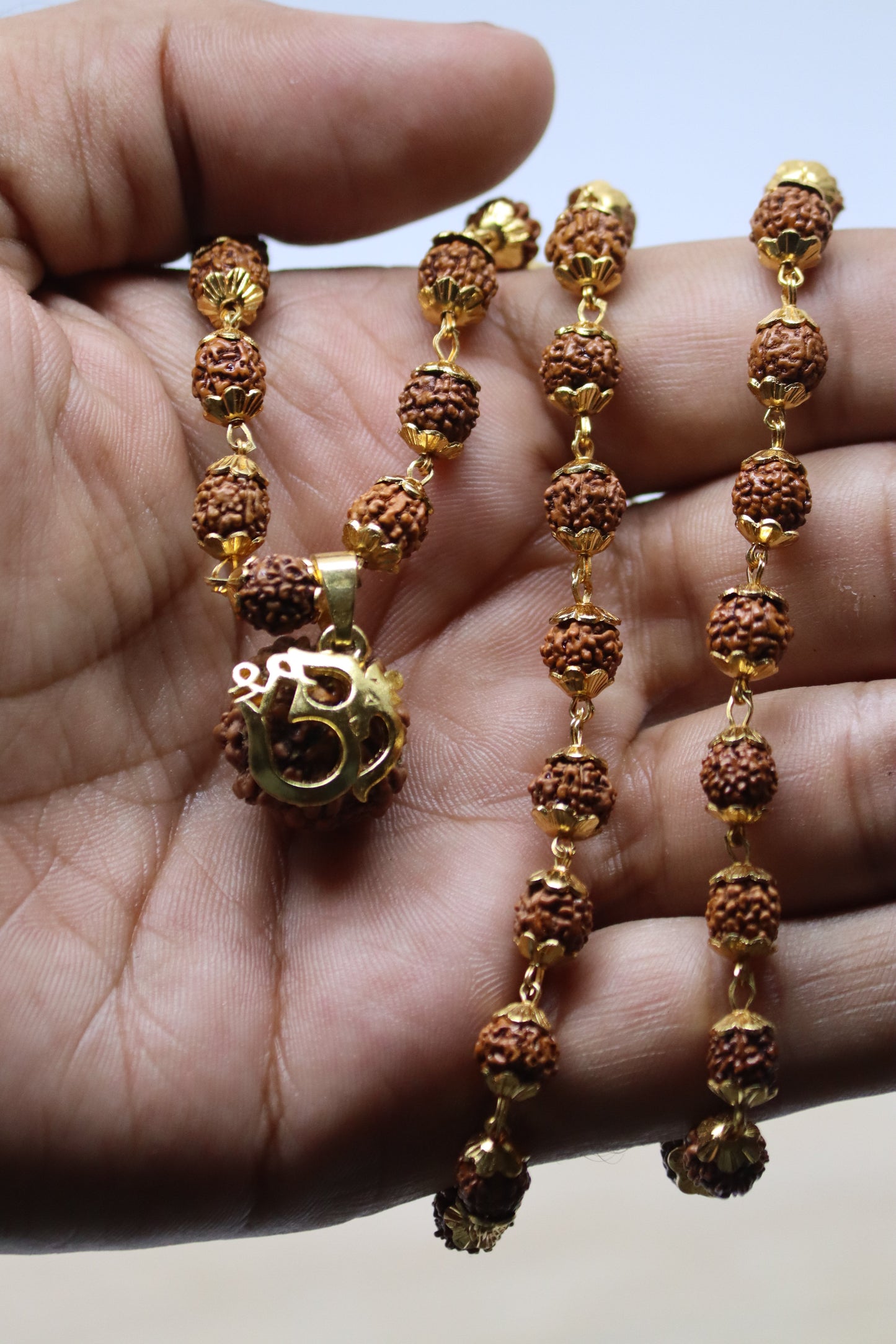 Gold Plated Shree Om Rudraksha Mala