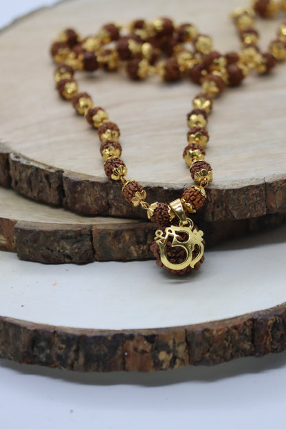 Gold Plated Shree Om Rudraksha Mala