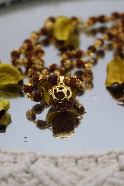 Gold Plated Shree Om Rudraksha Mala