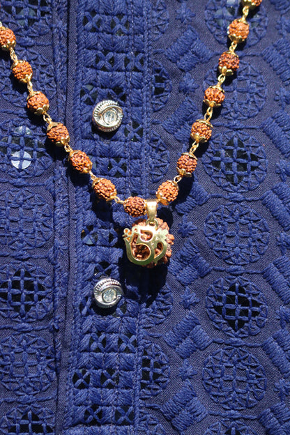Gold Plated Shree Om Rudraksha Mala