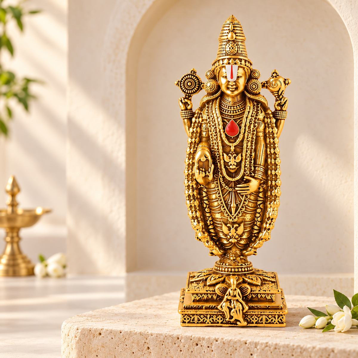 Gold Plated Tirupati Balaji Idol for Home, Car & Office