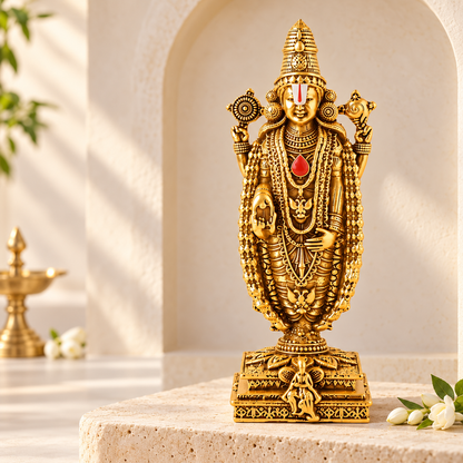 Gold Plated Tirupati Balaji Idol for Home, Car & Office