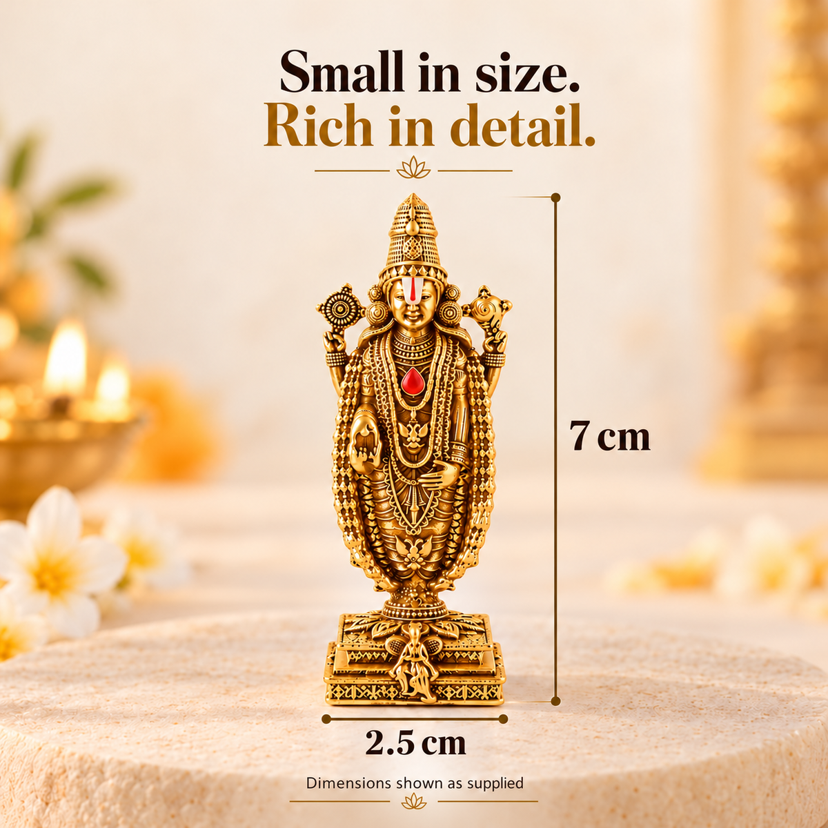Gold Plated Tirupati Balaji Idol for Home, Car & Office