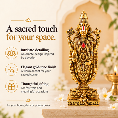 Gold Plated Tirupati Balaji Idol for Home, Car & Office