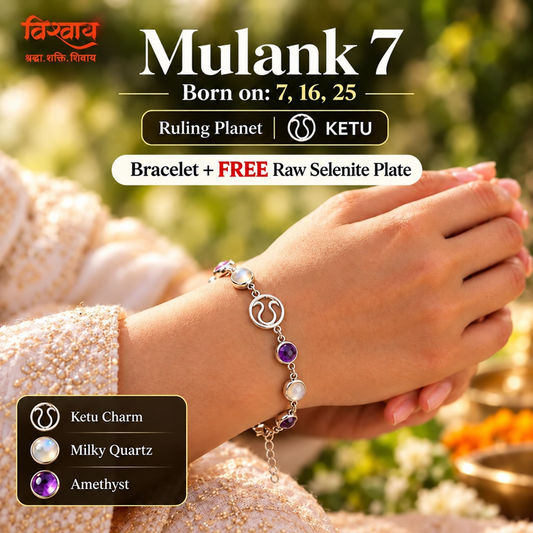 Mulank 7 Ketu Crystal Bracelet with FREE Raw Selenite Plate