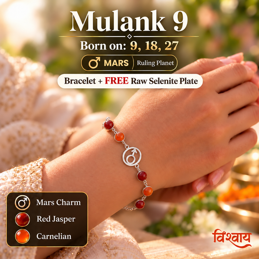 Mulank 9 Mangal Crystal Bracelet with FREE Raw Selenite Plate