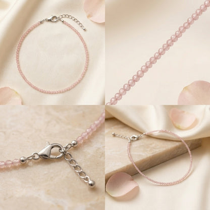 Natural Rose Quartz Anklet | Stone of Love & Inner Peace