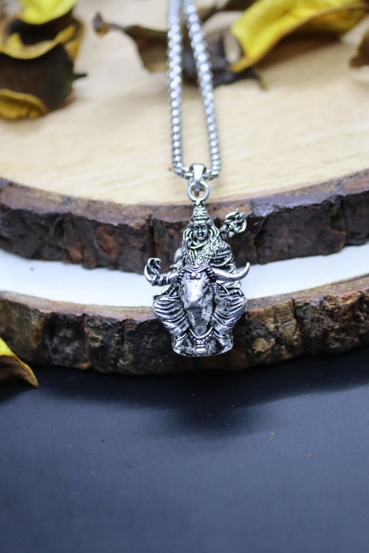 Shiv ji with Nandi Silver Pendant