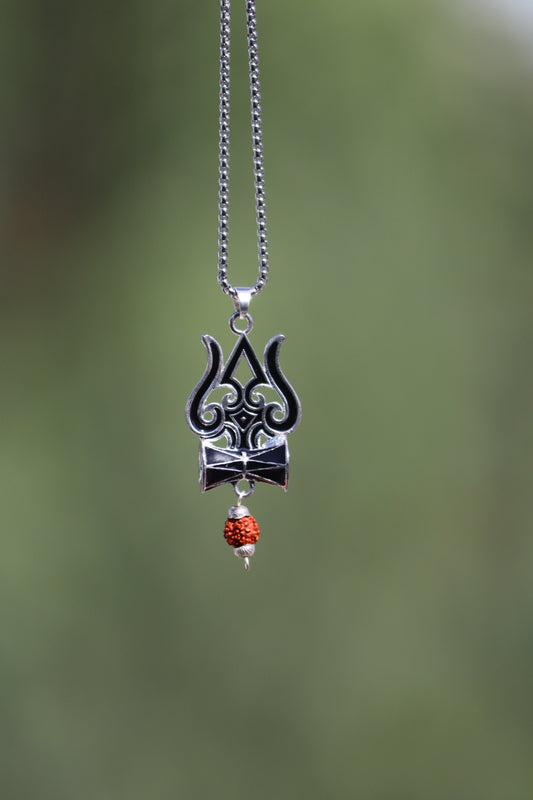 Silver Plated Trishul Rudraksha Pendant