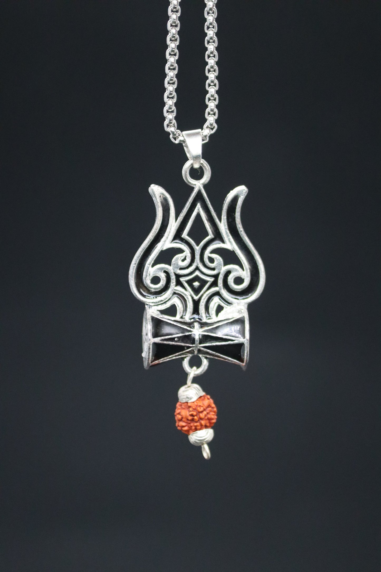 Silver Plated Trishul Rudraksha Pendant