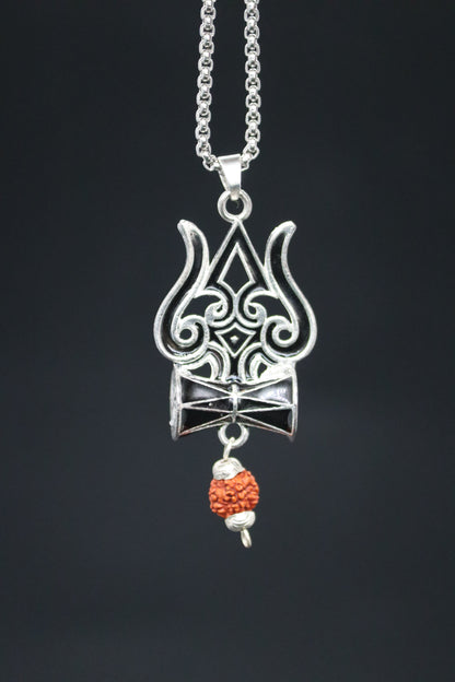 Silver Plated Trishul Rudraksha Pendant